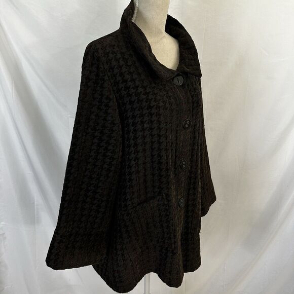 Habitat Brown Houndstooth Swing Jacket size Large Womens - Picture 4 of 8